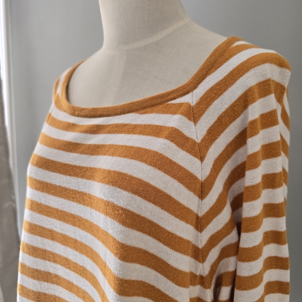 Michael Kors Orange and White Striped Women's Pullover Sweater Size Large